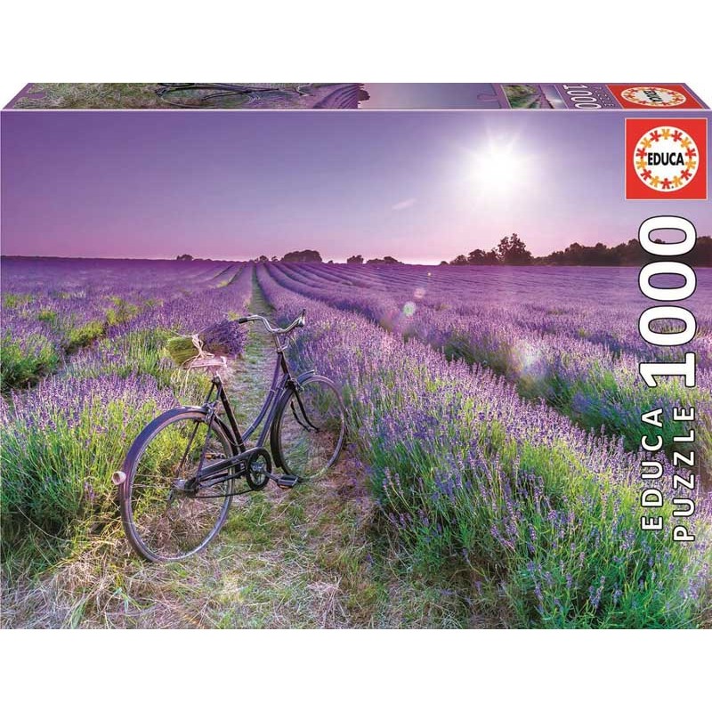 Bicicletas en campo de lavanda. Puzzle 1000 piezas