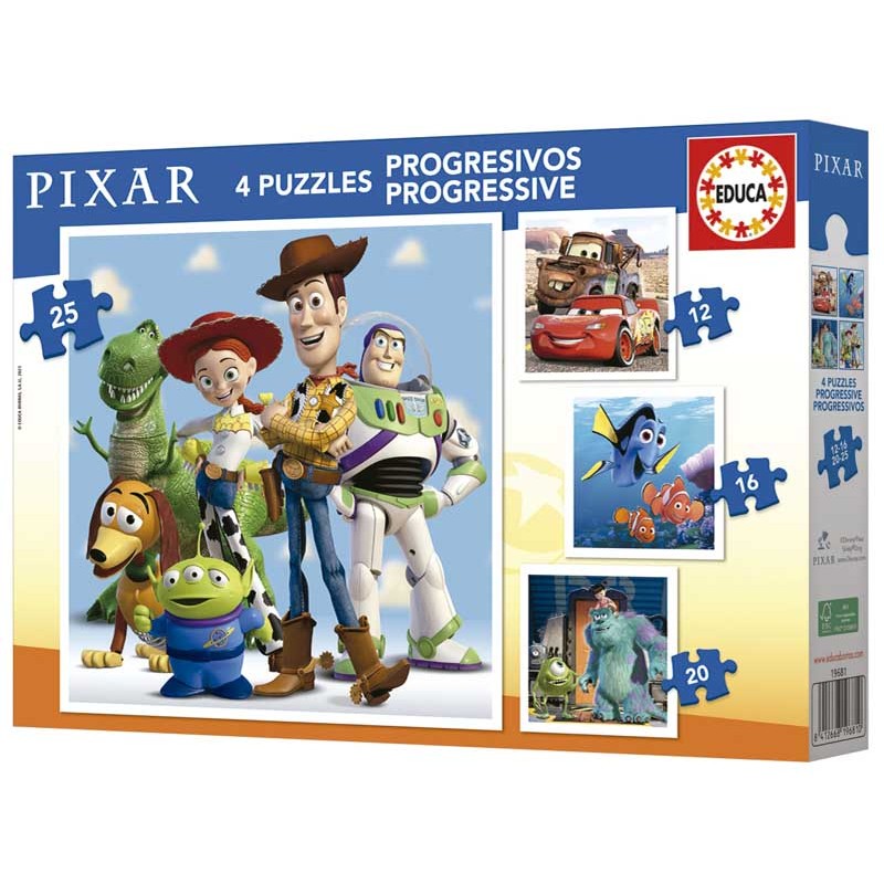 Toy Story, Diney Pixar. 4 Puzzles Progresivos 12-16-20-25 piezas